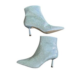 Silver Glitter Ankle Boots Size 8